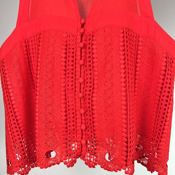 Free People Rory Red Crochet Crop Top - M - Picture 3 of 7